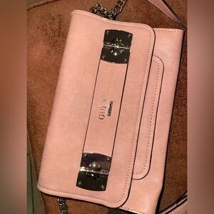 GUESS Blush Pink Clutch with Silver Accents